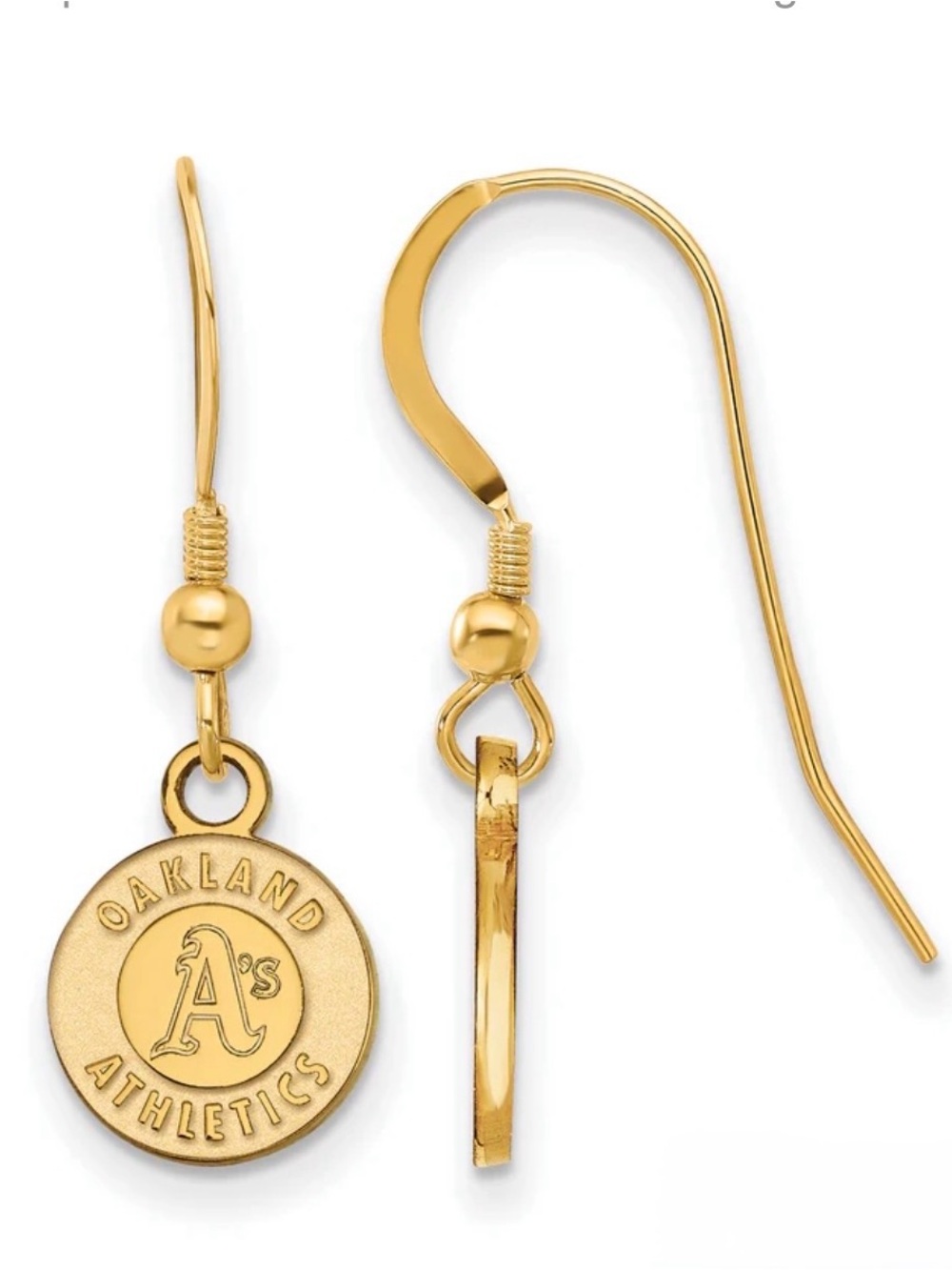 Vintage 1999 Oakland Athletics Gold plated Dangle Earrings by Peter David